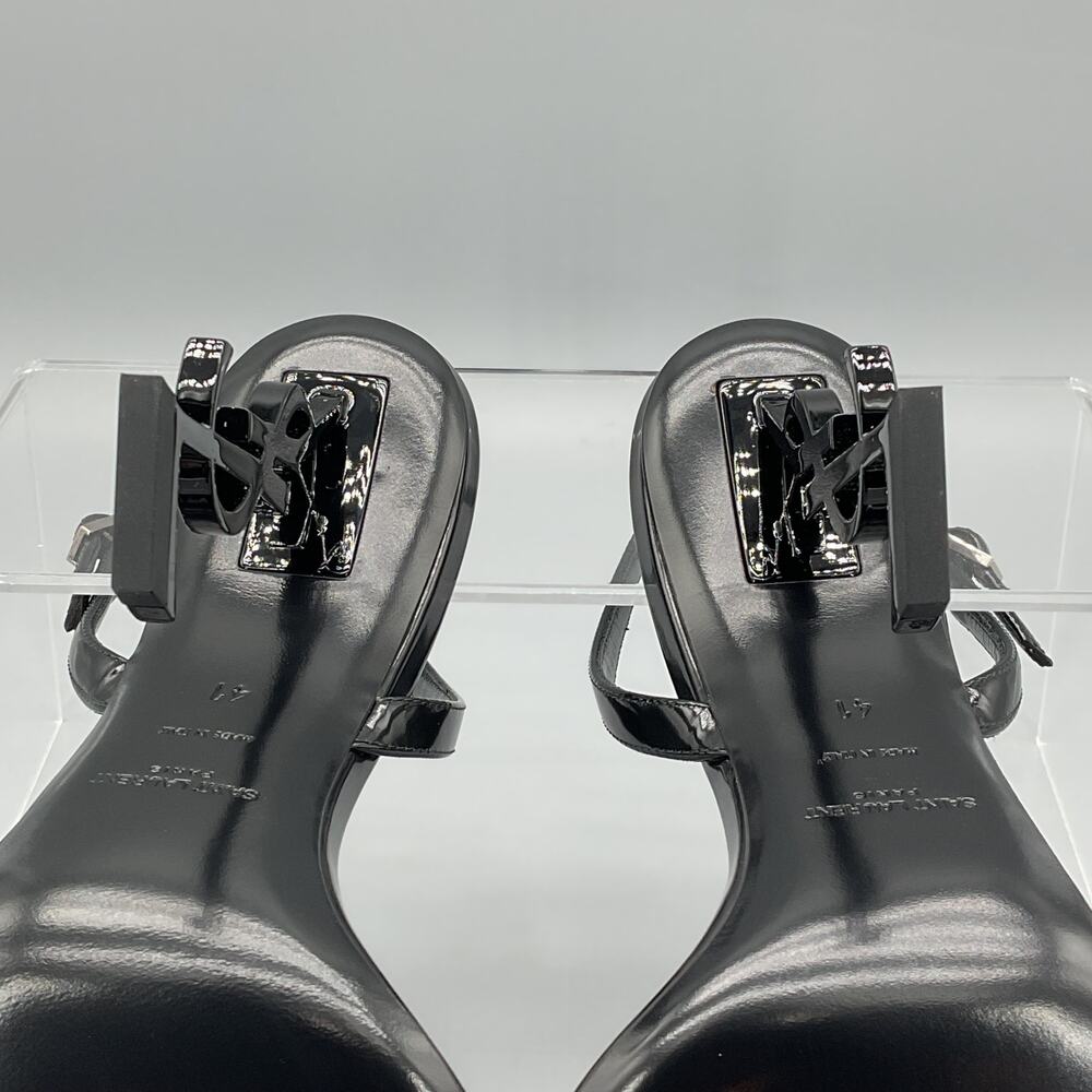 NEW Saint Laurent Women 110mm Opyum YSL Patent Leather Sandals Black Size 11/41 - Picture 9 of 10